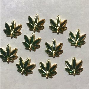 10 pc set marijuana finger nail charms with enamel